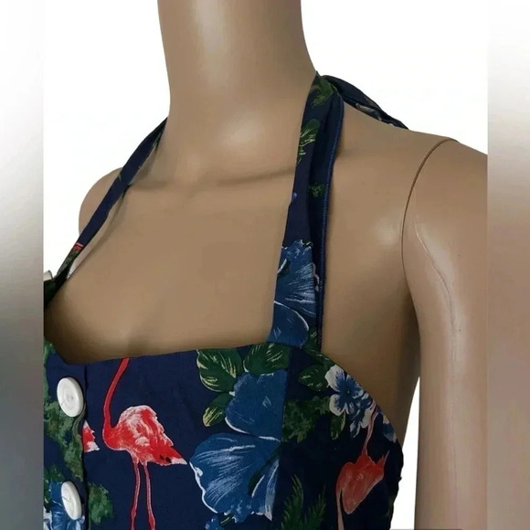 Sara Fit&Flare Tropical Vintage Floral Smocked Back Halter Dress Size 3X EUC!! - Picture 4 of 9